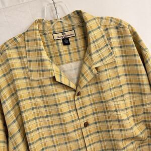 Tommy Bahama Yellow Plaid XL 100% Silk Camp Button Down Shirt